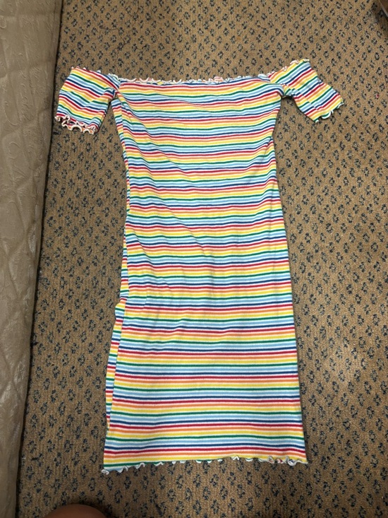 Dresses & Skirts - Rainbow Stripe Off-Shoulder Bodycon Dress
